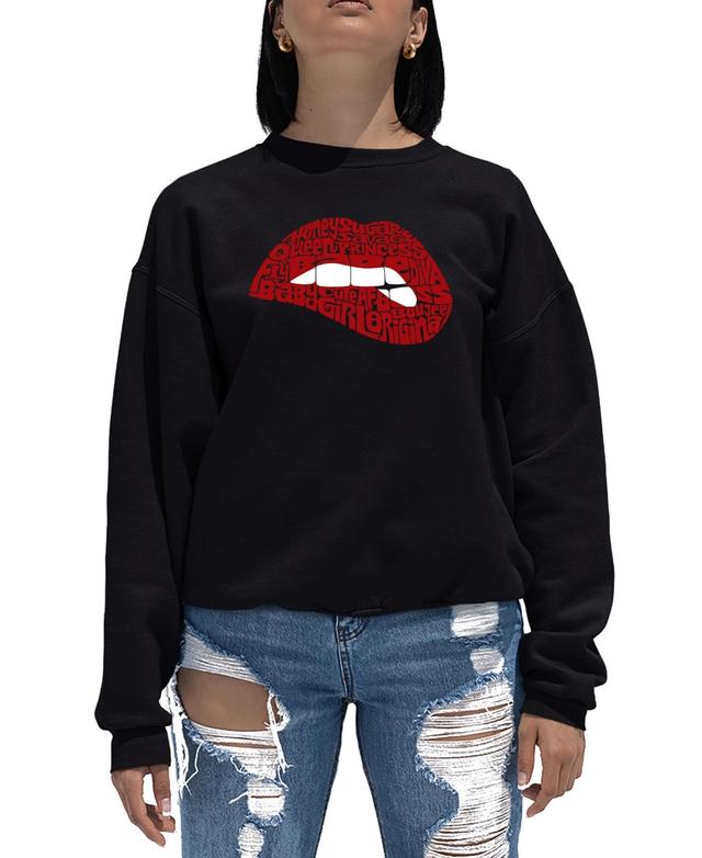 Womens Word Art Crewneck Savage Lips Sweatshirt Product Image