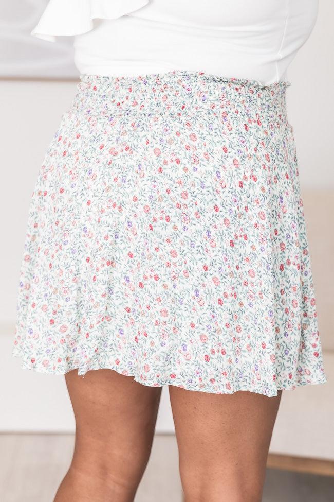 One More Time Ivory/Multi Floral Skirt FINAL SALE Product Image