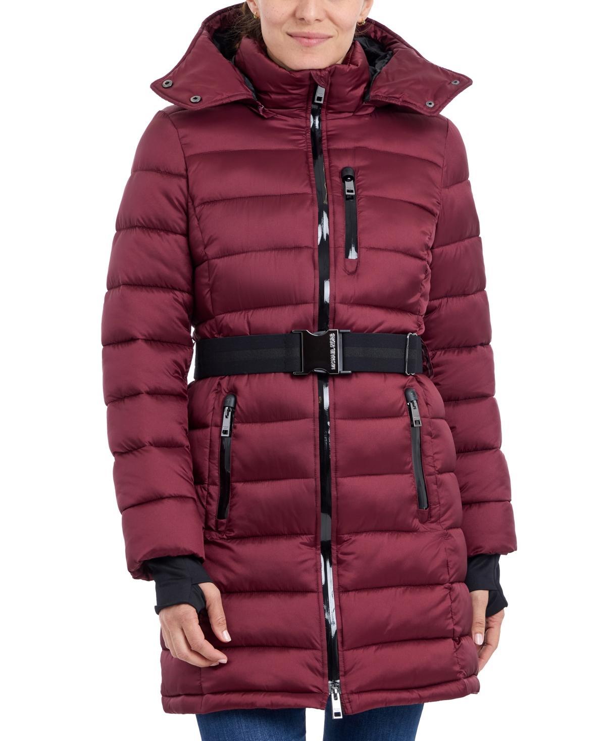 Michael Michael Kors Womens Belted Hooded Puffer Coat, Created for Macys Product Image