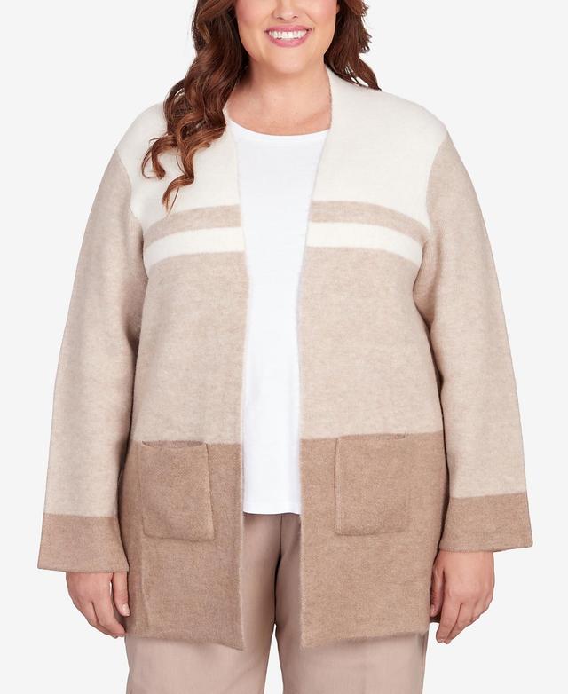 Plus Size Alfred Dunner St. Moritz Color Blocked Cardigan Sweater Product Image