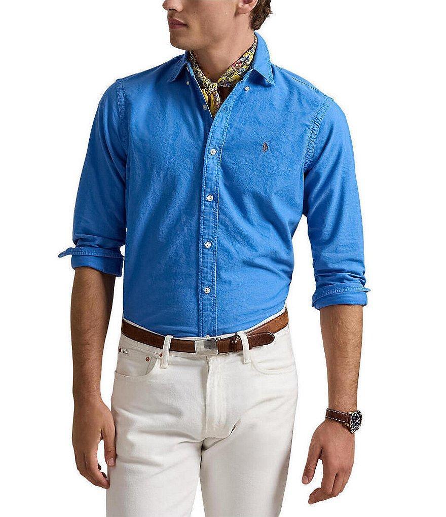 Polo Ralph Lauren Solid Garment-Dye Oxford Classic Fit Long Sleeve Woven Shirt Product Image