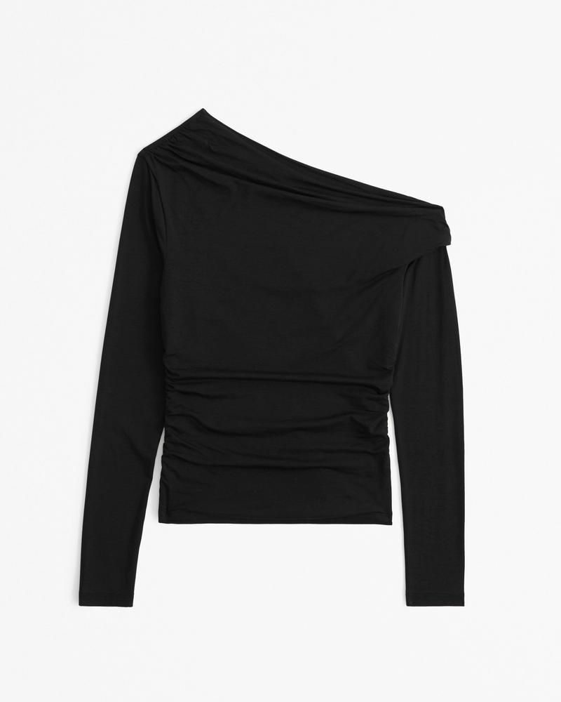 Long-Sleeve Off-The-Shoulder Draped Top product image