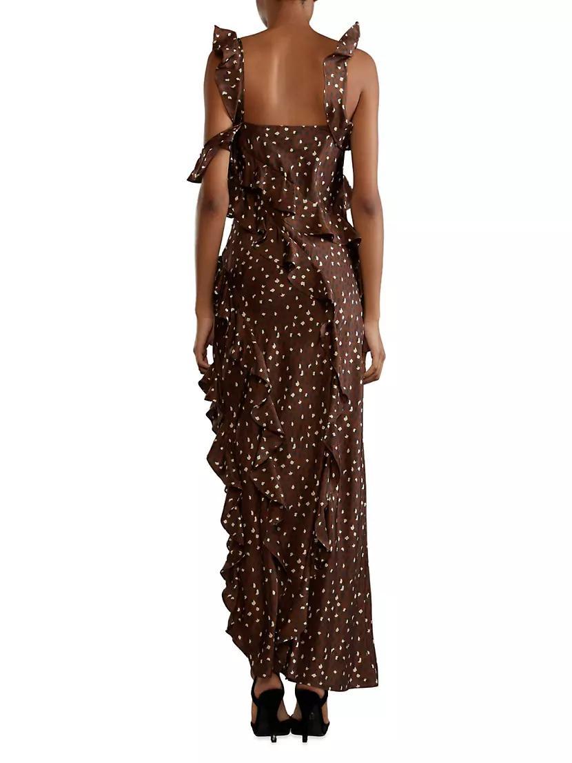 Silk Cheetah Ruffled Maxi Dress Product Image