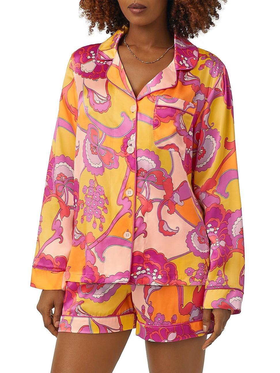 Womens Blossom Boxer Long-Sleeve Pajama Set Product Image