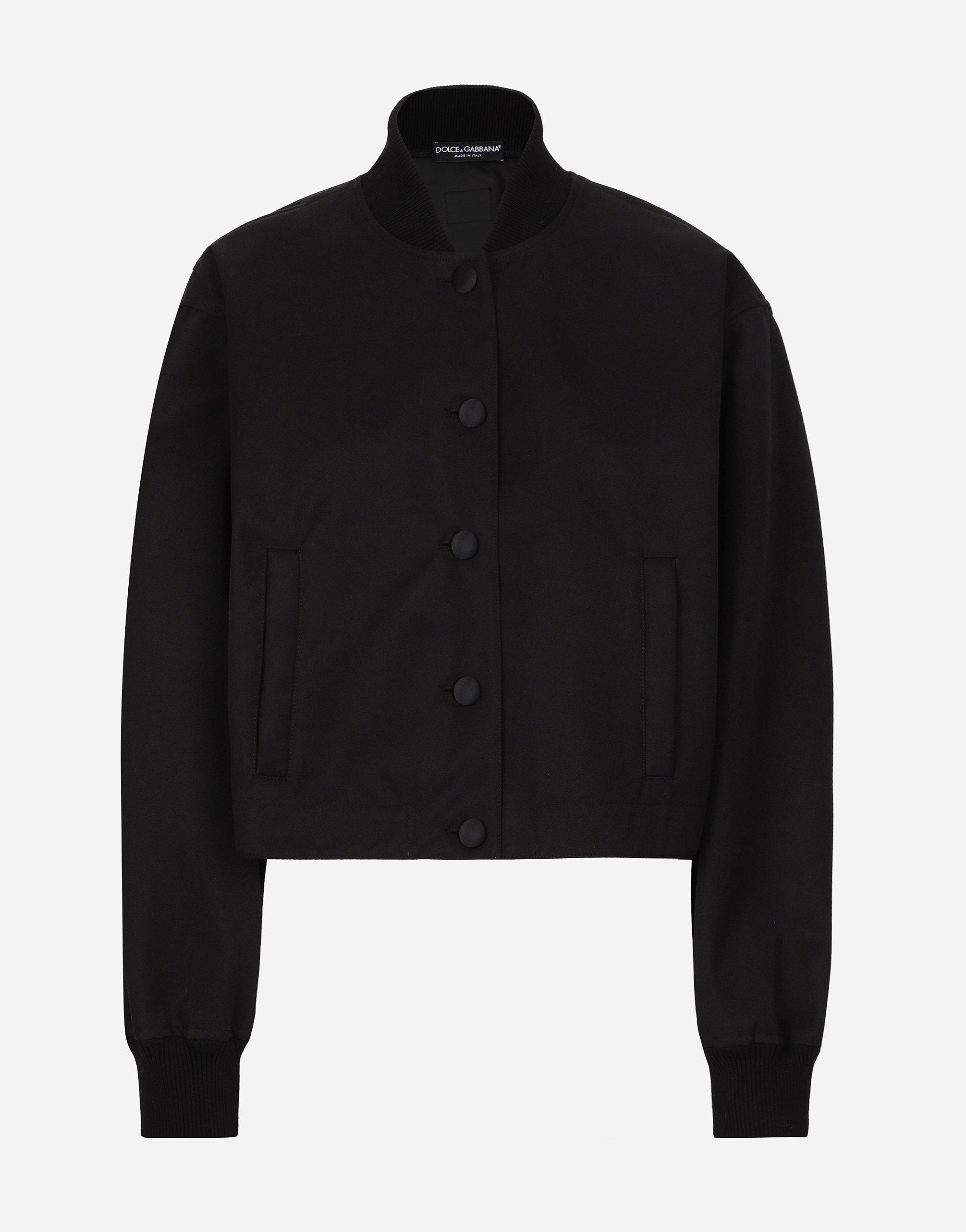 Buttoned Long Sleeve Winbreaker In Black Product Image