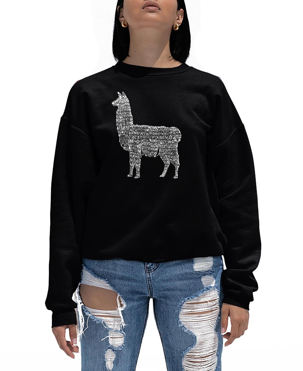 La Pop Art Womens Llama Mama Word Art Crewneck Sweatshirt Product Image