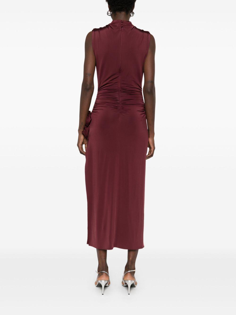 draped high-neck midi dress Product Image