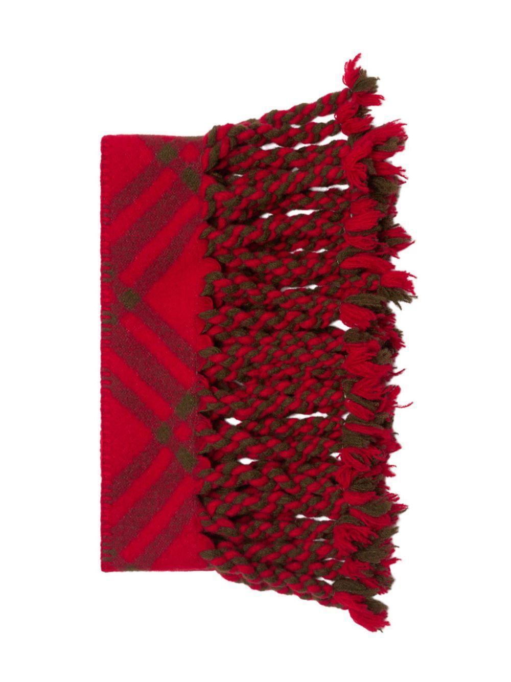 BURBERRY Check Wool Scarf In Red Product Image