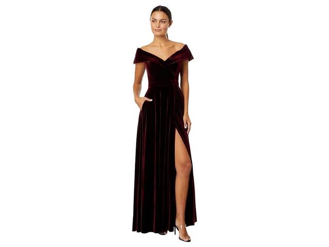 Xscape Evenings Off the Shoulder Velvet Gown Product Image