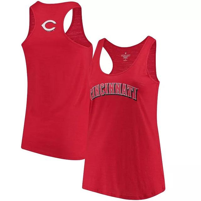 Womens Soft as a Grape Red Cincinnati Reds Plus Size Swing for the Fences Racerback Tank Top Product Image