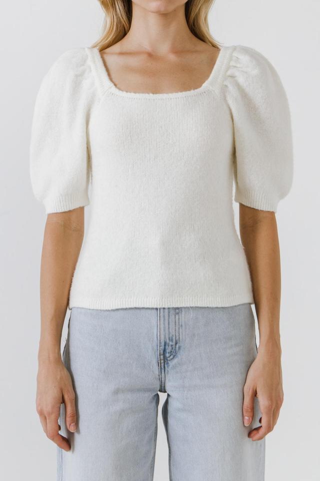 Womens Short Puff Sleeve Sweater Product Image