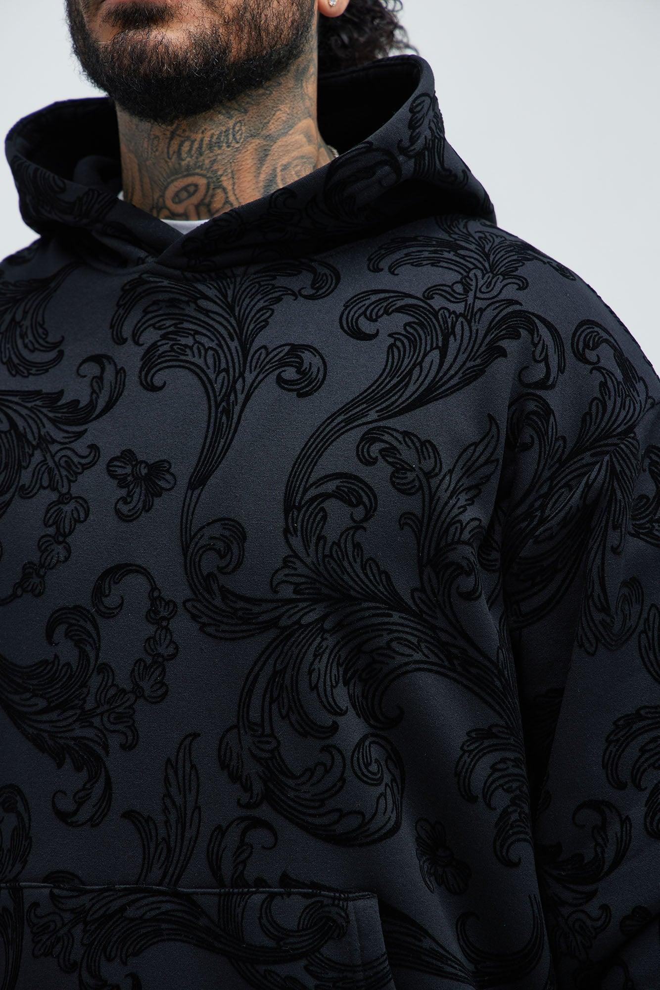 Floral Flock Hoodie - Black Product Image