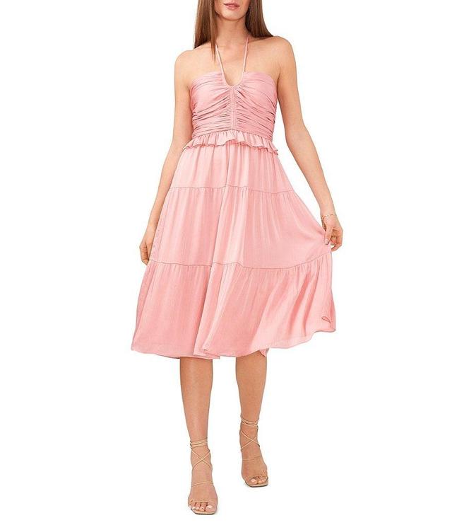 Chelsea & Violet Plisse Halter Neck Tiered Strapless Dress Product Image