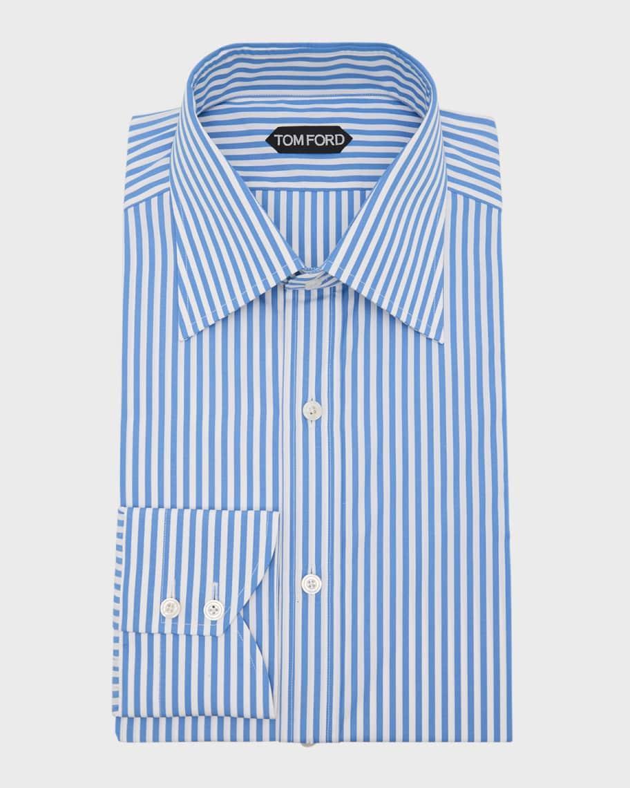 Men's Cotton Baton Stripe Slim-Fit Dress Shirt Product Image