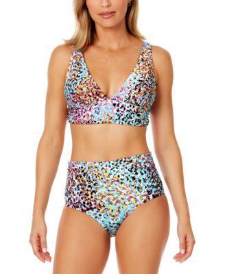 Anne Cole Womens Printed V-Neck Banded Bikini Top Product Image