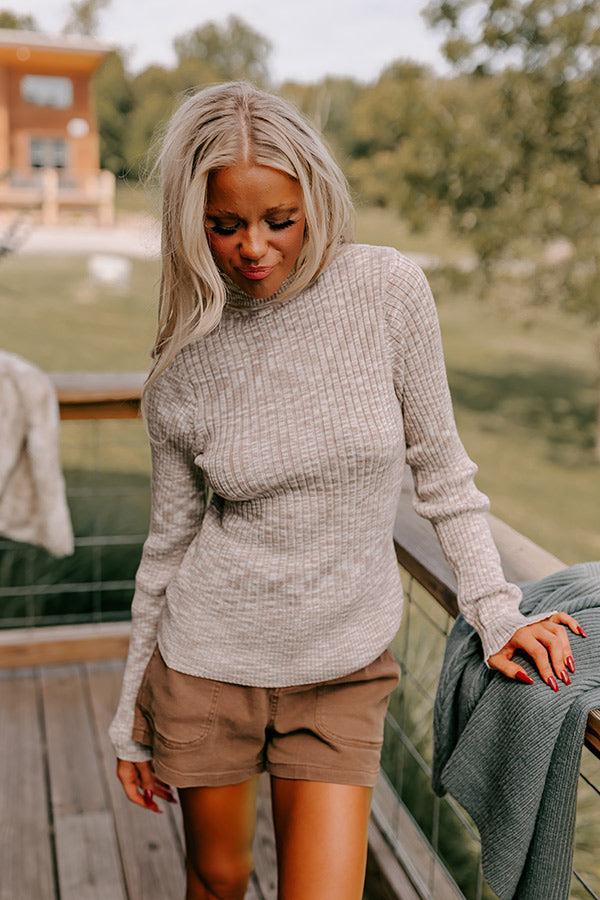 Vermont Views Ribbed Sweater Top in Warm Taupe Product Image