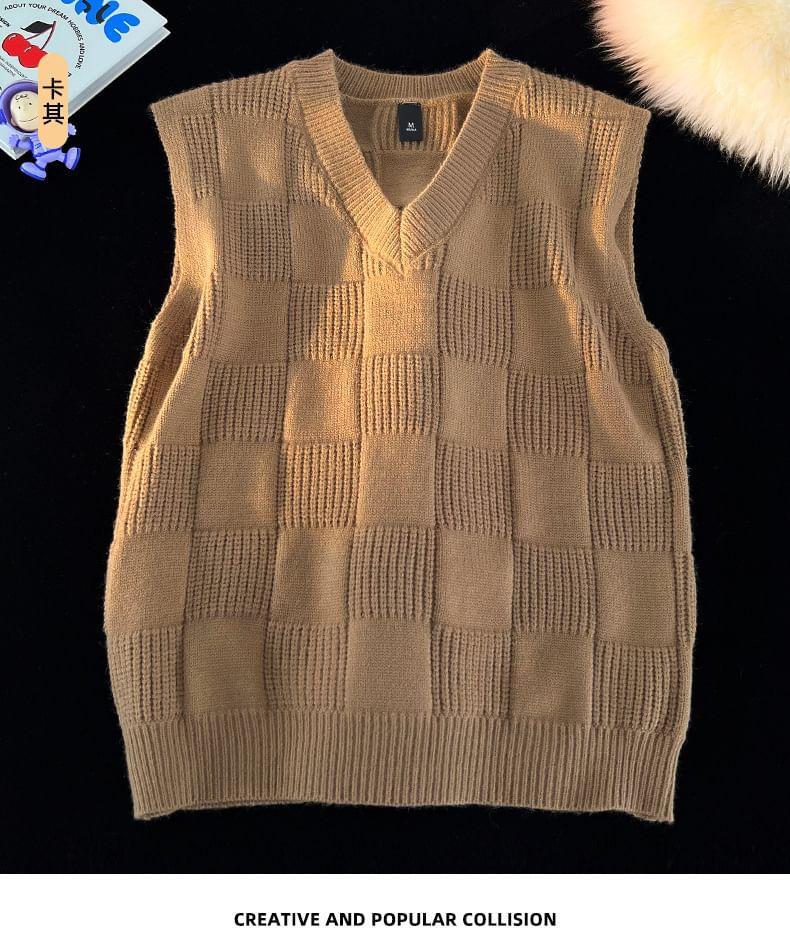 V-Neck Plain Sweater Vest Product Image