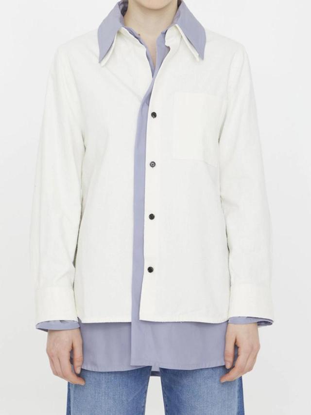 Layered Button-front Cotton Shirt In Chalk Polar Product Image