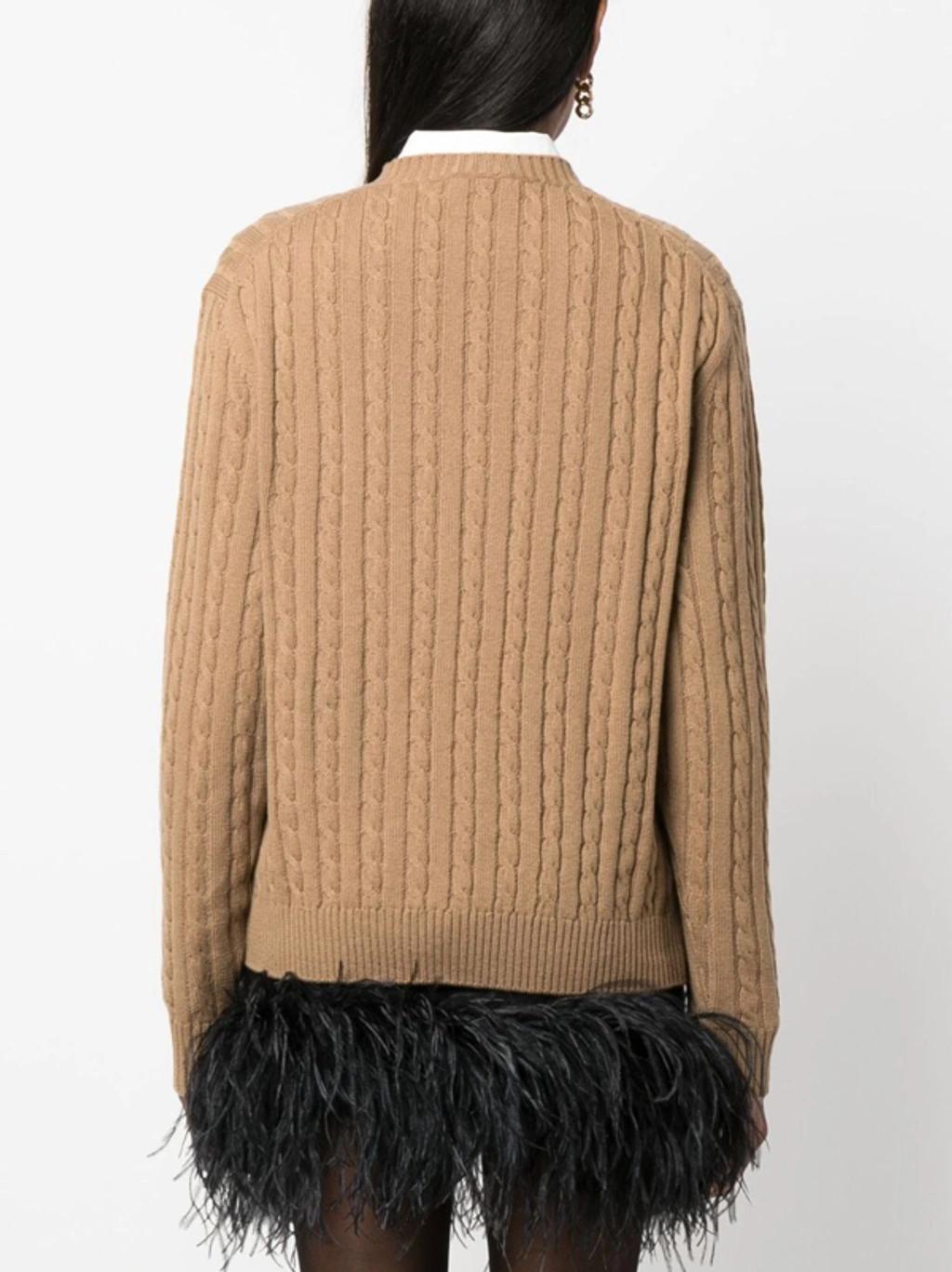 Logo-knit Cashmere Sweater In Brown Product Image