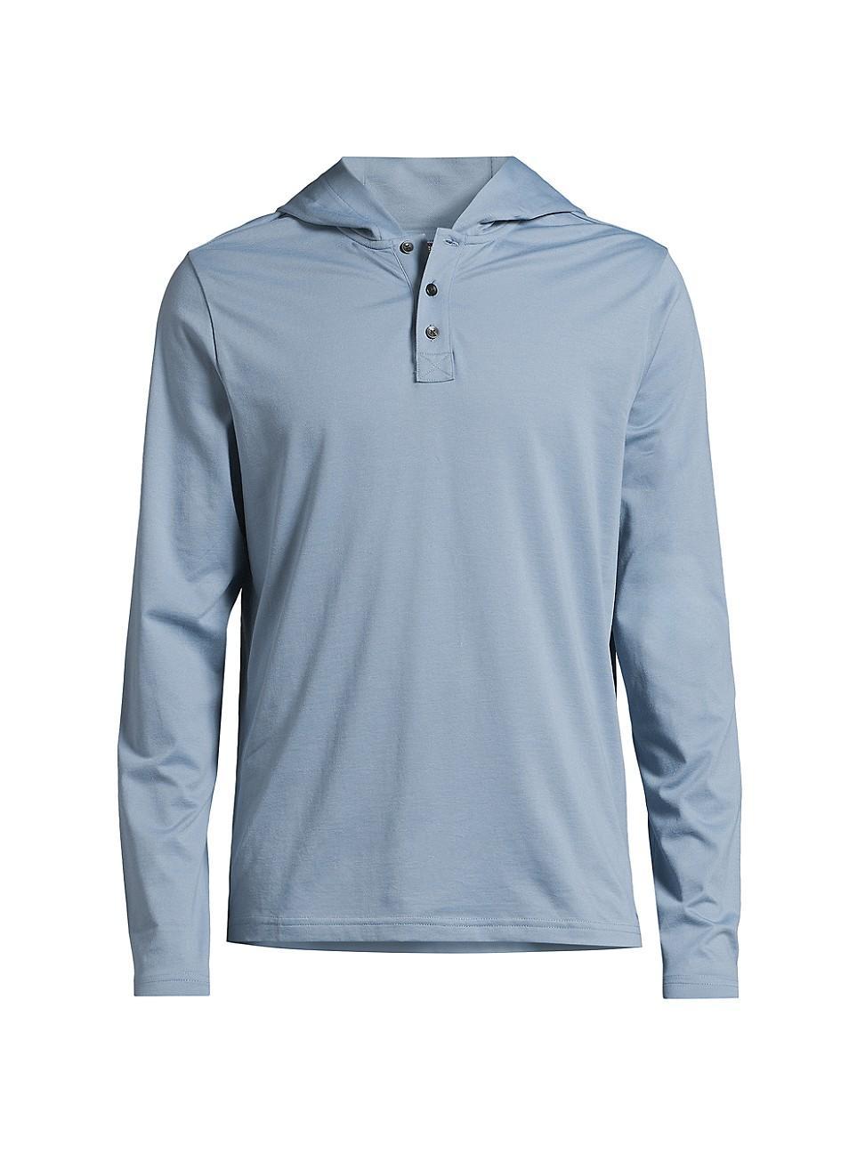 Mens Cotton-Blend Henley Hoodie Product Image