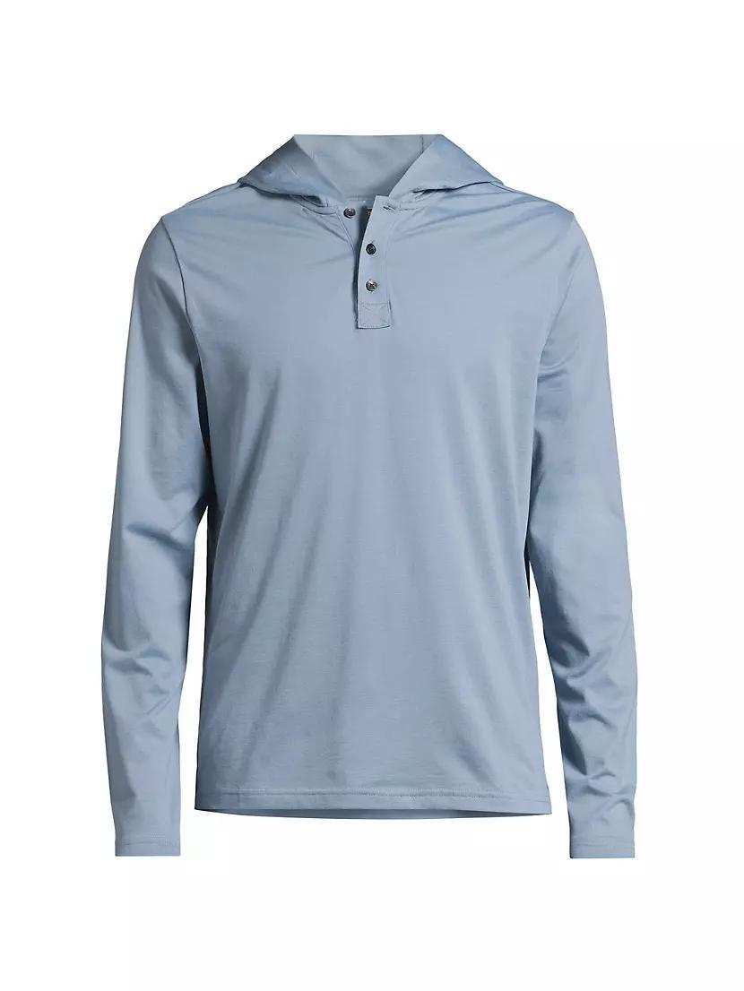 Cotton-Blend Henley Hoodie Product Image