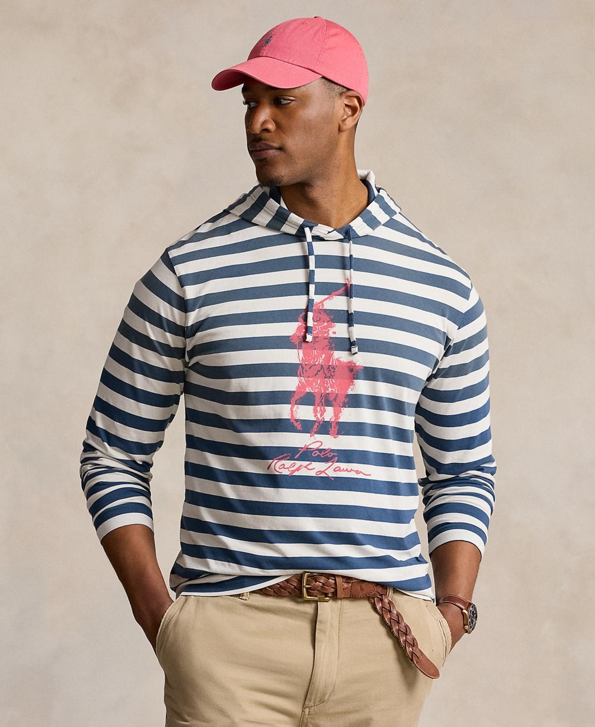 Polo Ralph Lauren Mens Big & Tall Big Pony Jersey Hooded T-Shirt - Clancy Blue Product Image