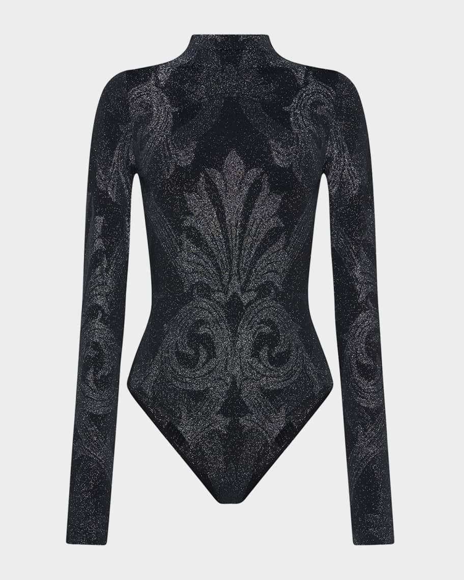 x Etro Mock-Neck Metallic Jacquard Bodysuit Product Image