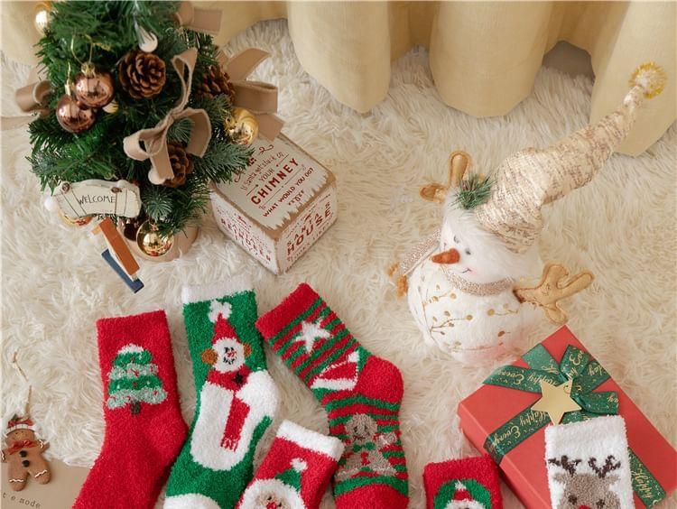 Christmas Cartoon Fleece Socks Product Image