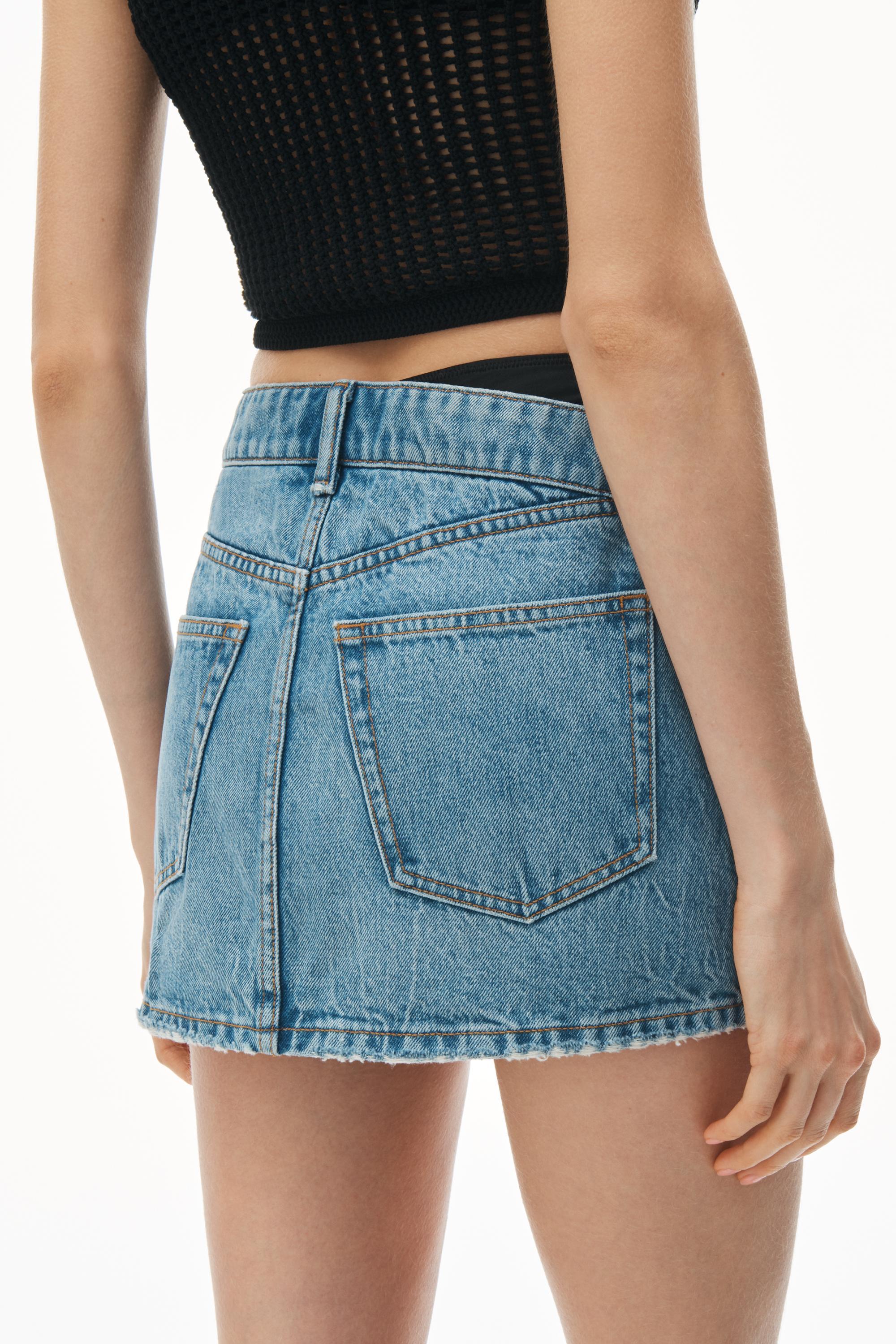 Asymmetric Bikini Layer Mini Skirt In Denim Product Image