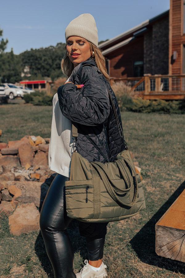 Sharp Witted Quilted Tote In Olive Product Image