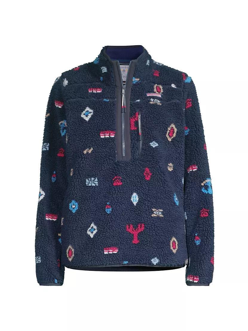 Nautical Icons Printed Zip-Up Sherpa Jacket Product Image