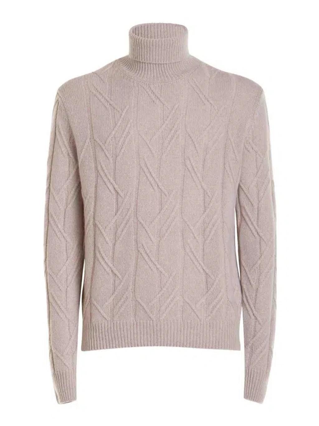 CORNELIANI Braided High Neck Sweater In Beis Product Image