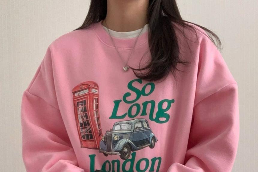 Car Print Loose-Fit Sweatshirt Product Image