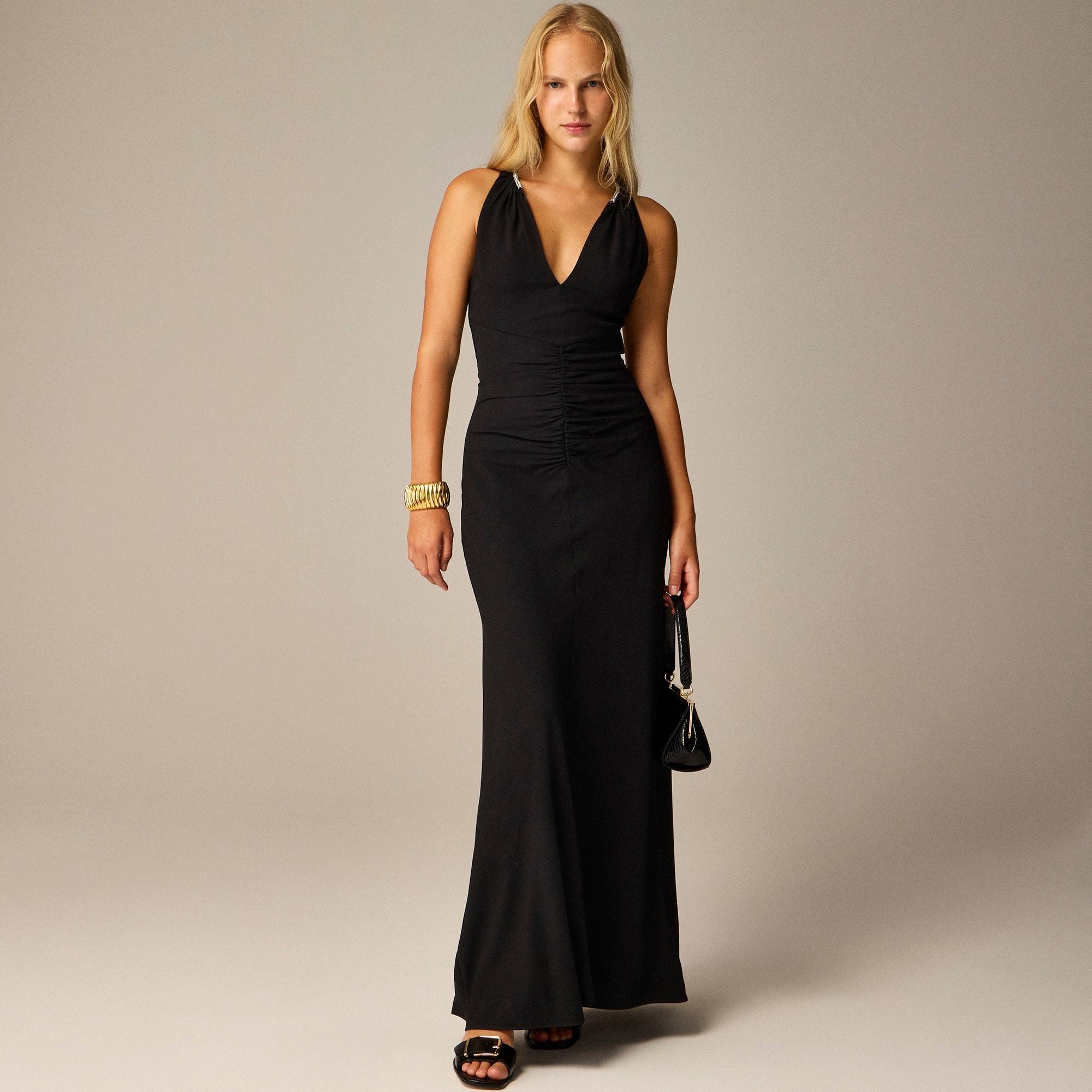 Full-length embellished ruched dress Product Image