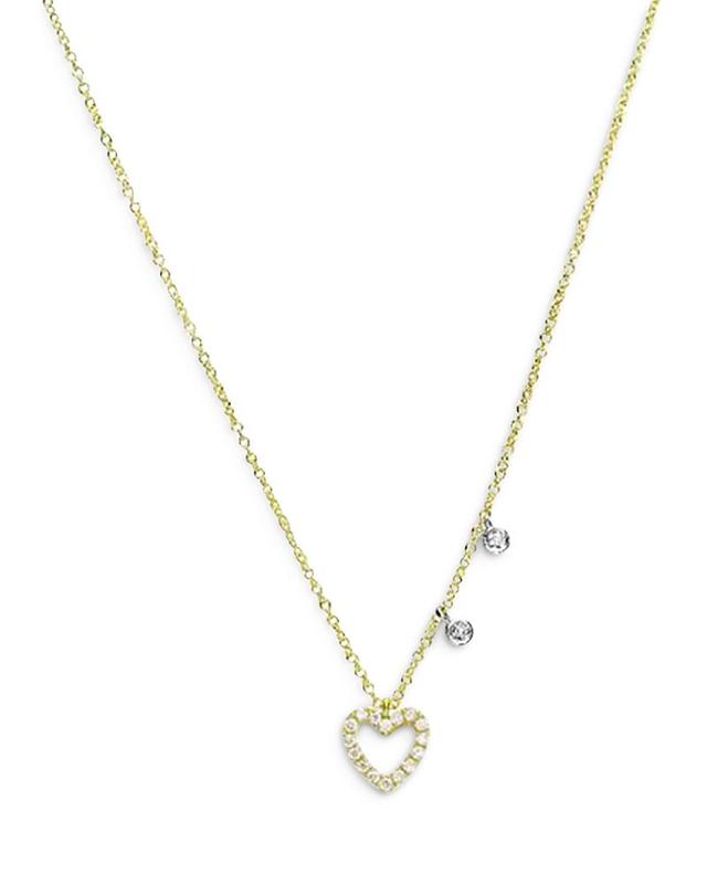 Womens Dainty Two-Tone 14K Gold & Diamond Heart Pendant Necklace Product Image