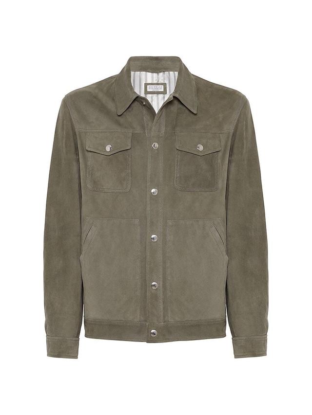 Mens Suede Shirt Style Outerwear Jacket Product Image