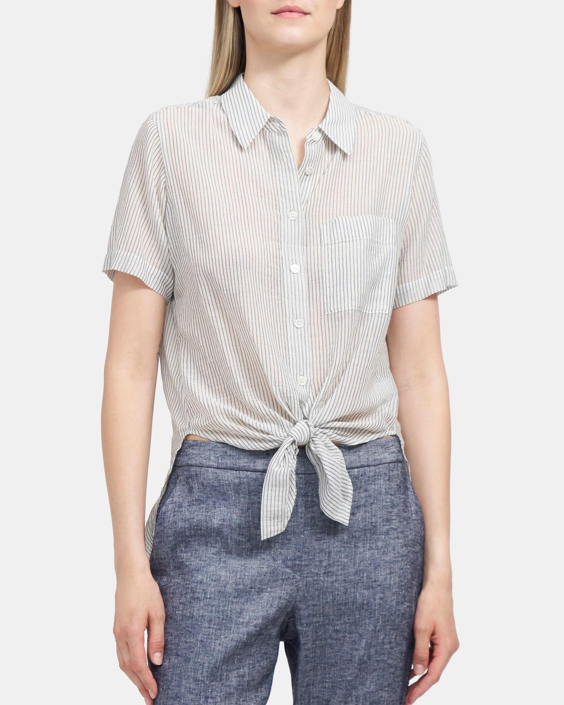 Tie-Front Shirt in Organic Cotton Product Image