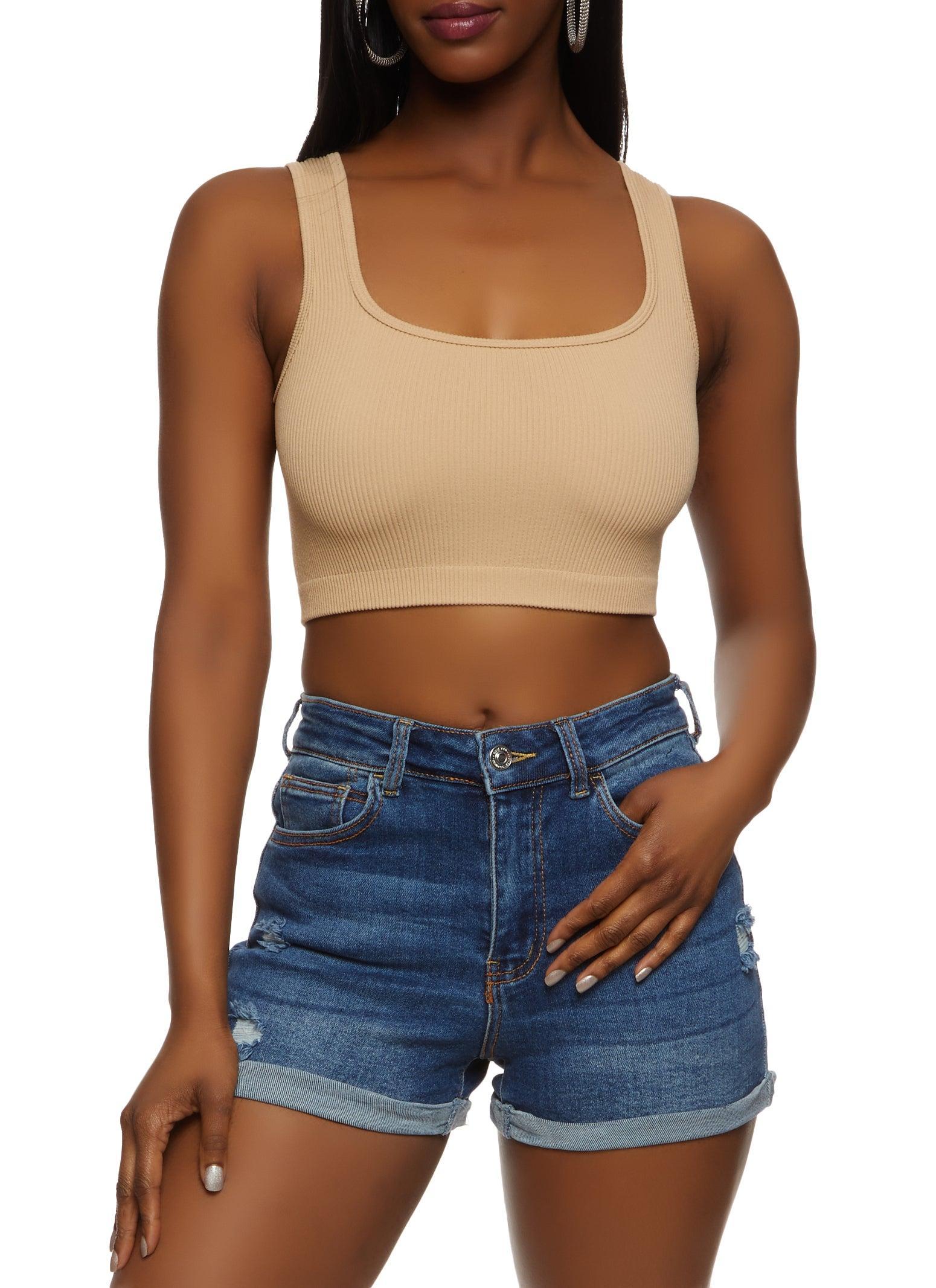 Womens Seamless Rib Knit Crop Top Product Image