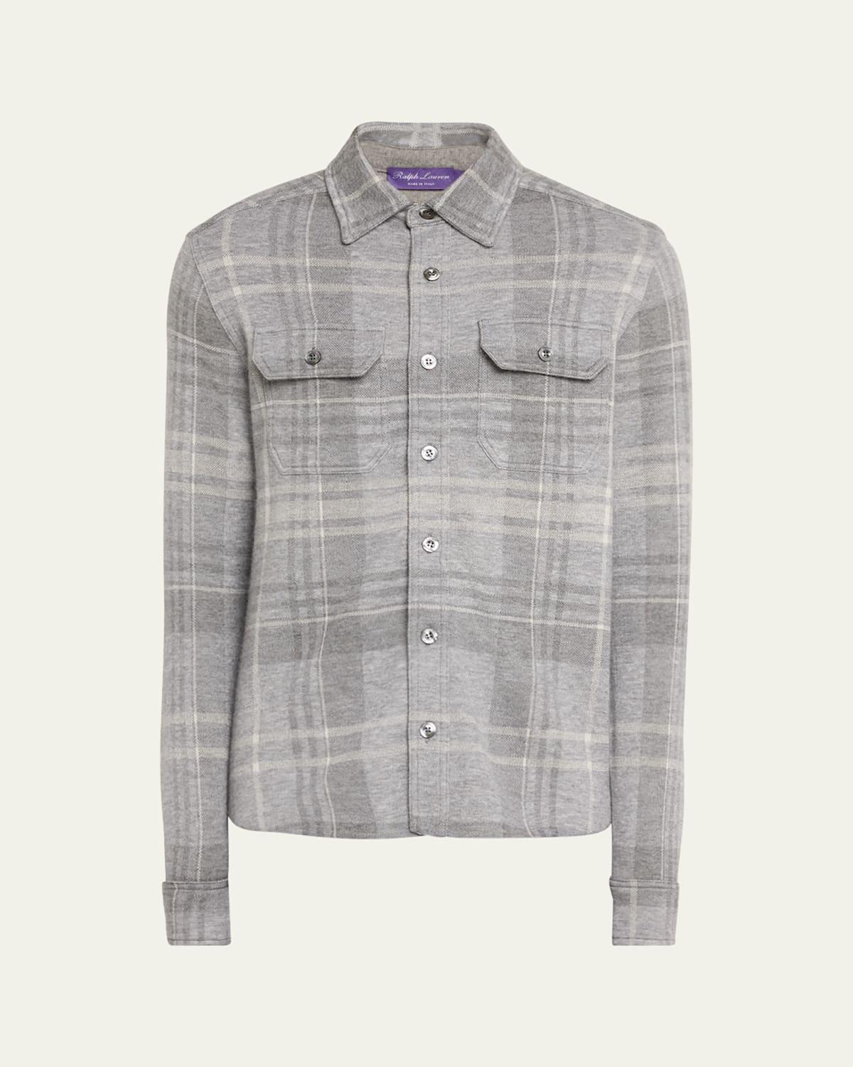 Mens Plaid Cashmere-Blend Overshirt Product Image