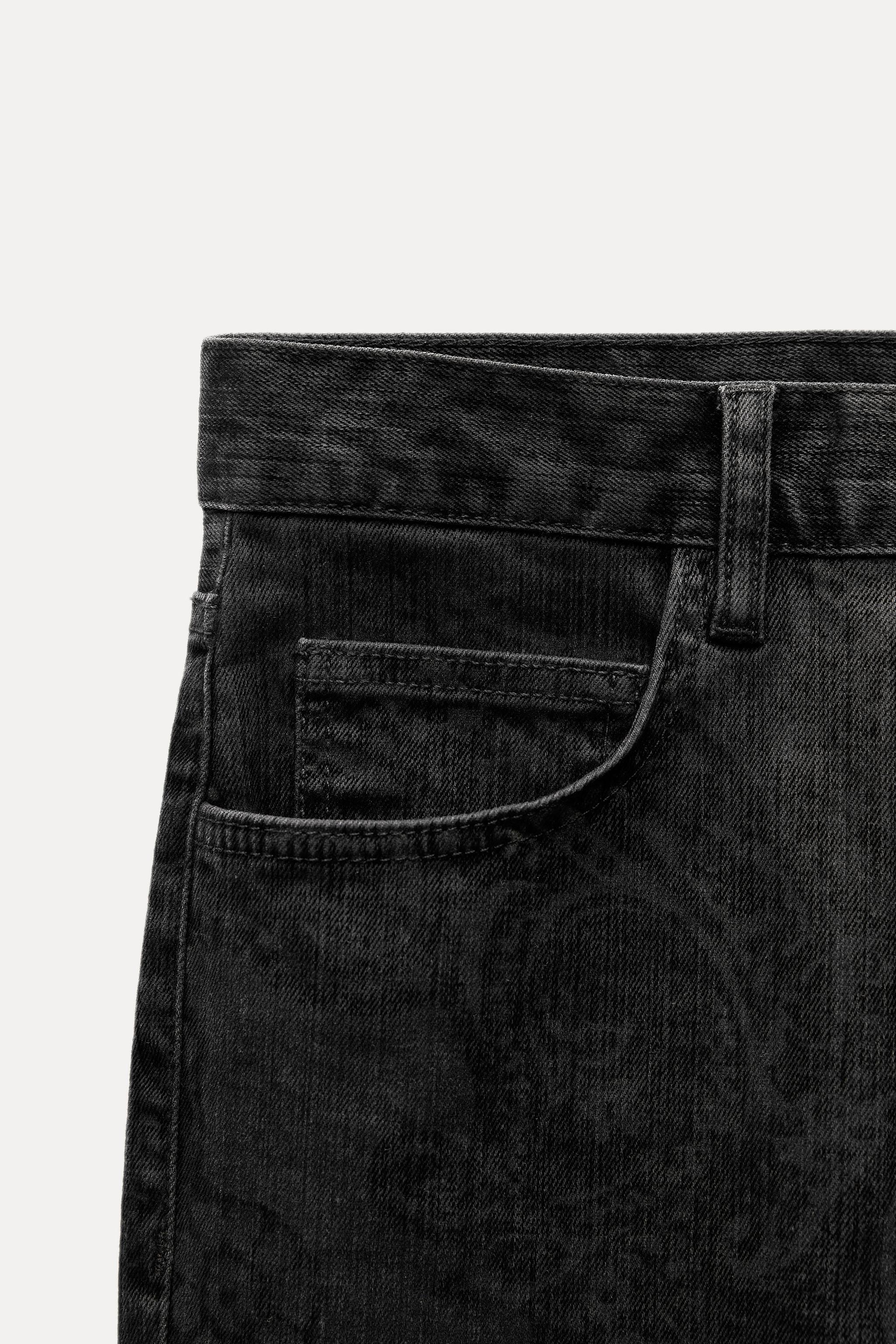 STRAIGHT CUT MID RISE FLOCKED JEANS ZW COLLECTION Product Image