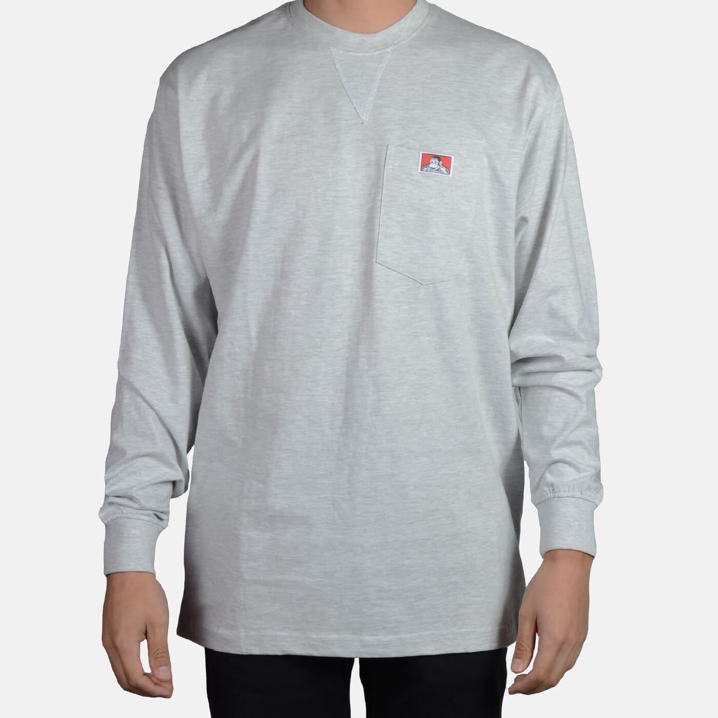 Heavy Duty Long Sleeve Pocket T-Shirt - Ash Grey Product Image