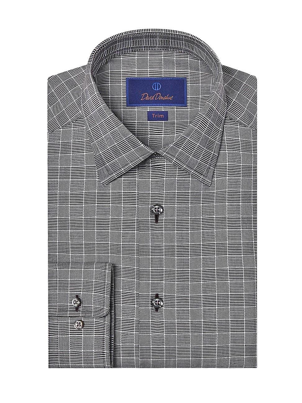 David Donahue Trim Fit Check Dress Shirt Product Image