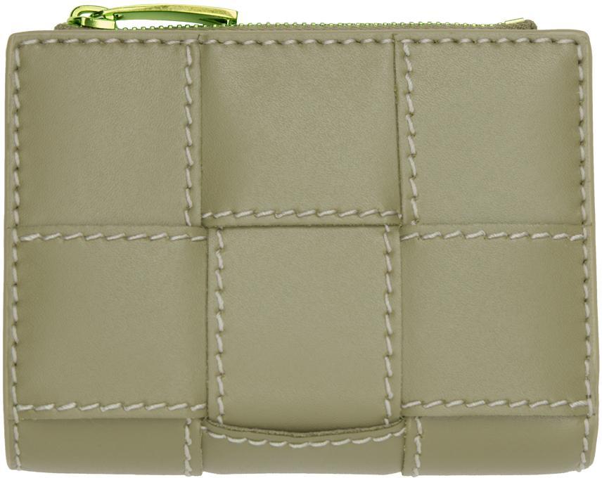 BOTTEGA VENETA Green Cassette Small Bi-fold Wallet In 2973 Trave-nat/trave Product Image