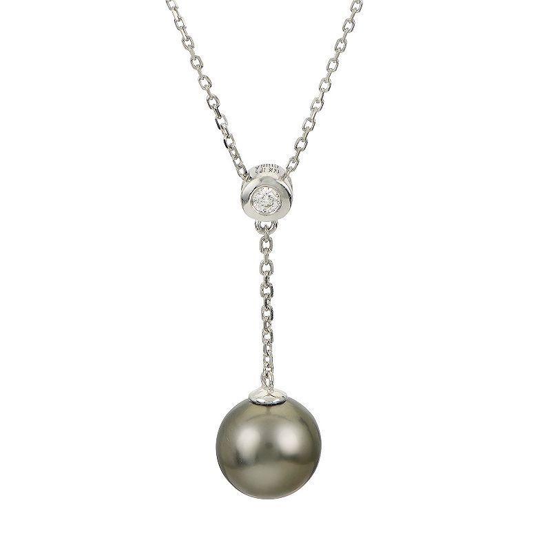 PearLustre by Imperial 14Kt White Gold Tahitian Cultured Pearl & Diamond Y Necklace, Womens 14k Whgold Product Image