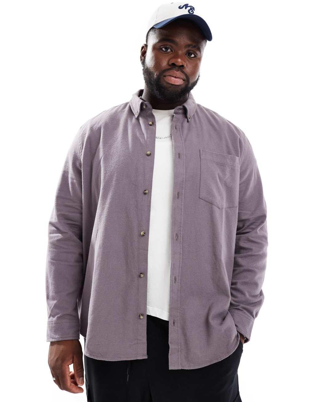 ASOS DESIGN brushed oxford shirt in gray Product Image