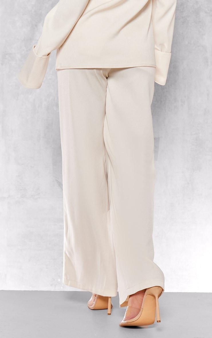 Cream Premium Mid Rise Wide Leg Trousers Product Image