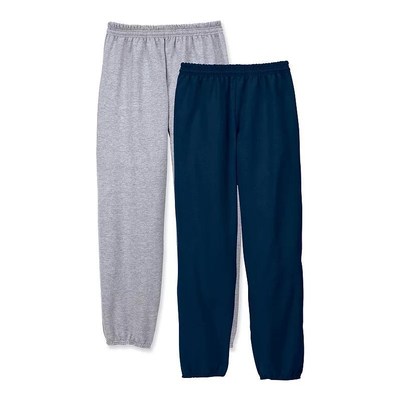 Mens Hanes 2-Pack EcoSmart 32-in. Fleece Sweatpants Grey Heather Product Image