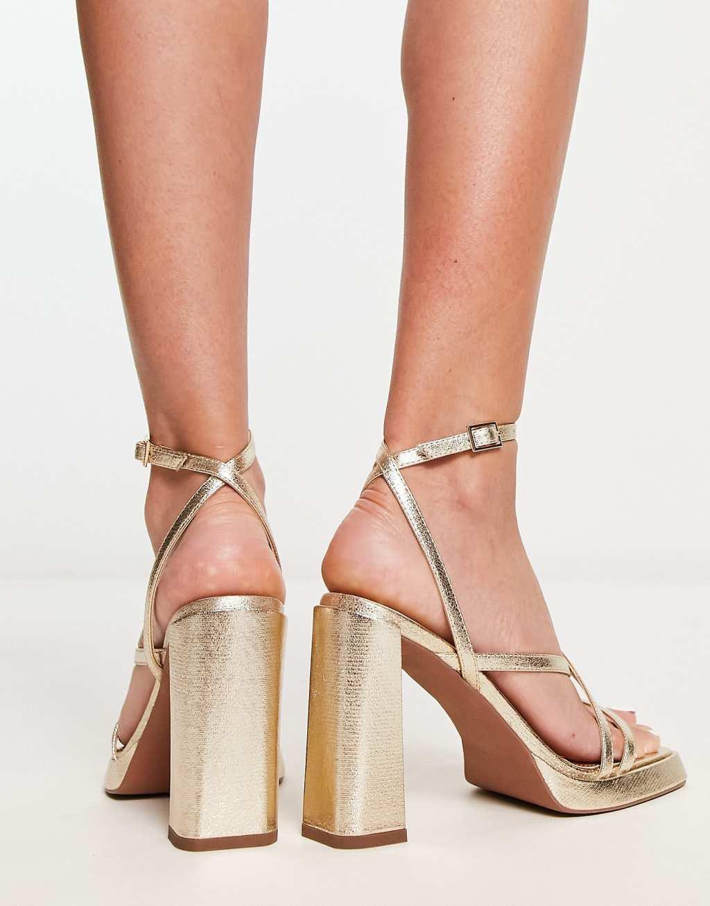 ASOS DESIGN Nashville strappy platform block heel sandals Product Image