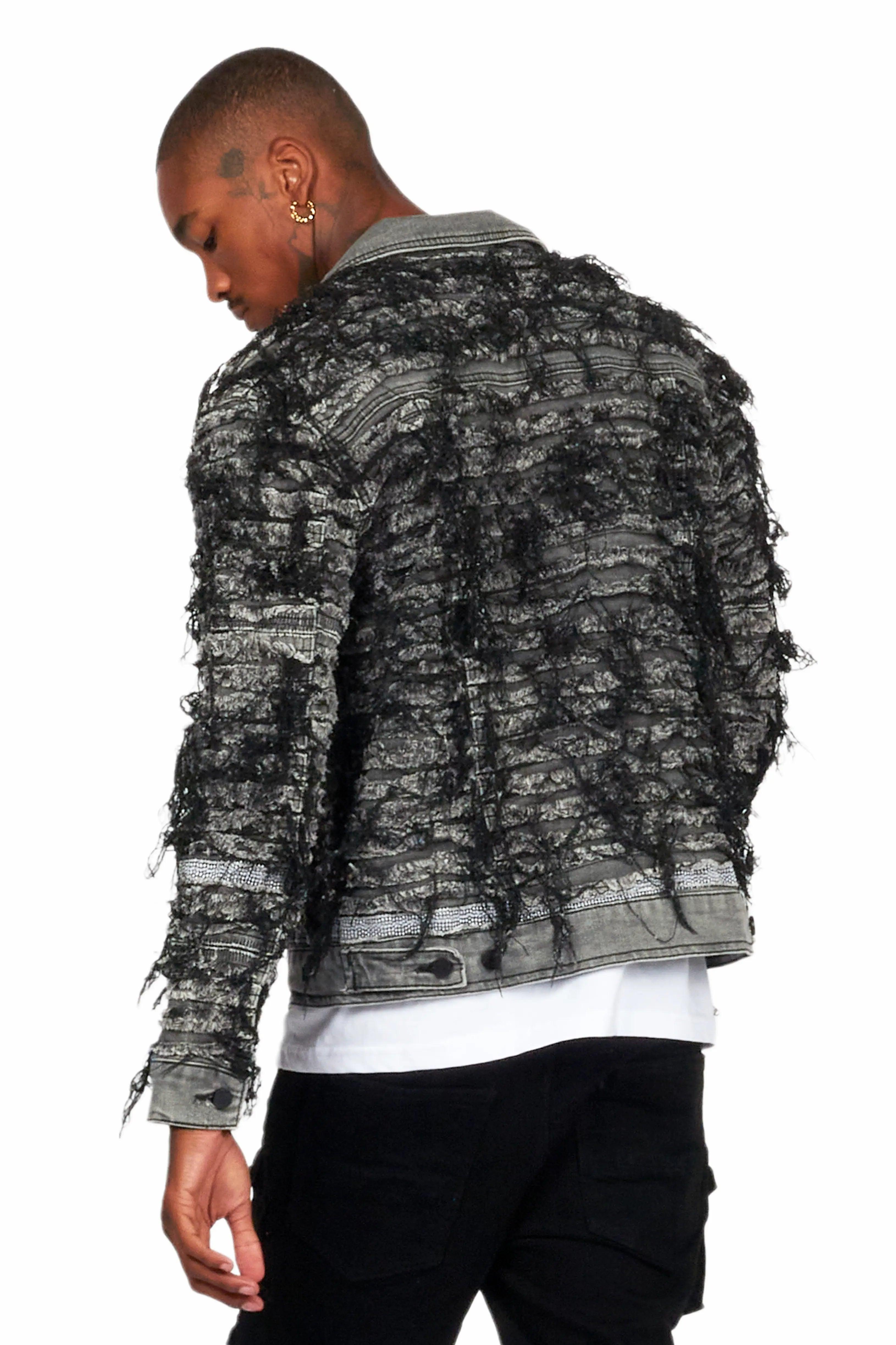 Gagan Black/Grey Painter Denim Jacket Male Product Image