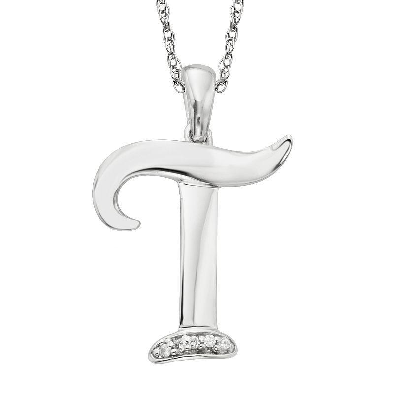 Sterling Silver Diamond Accent Initial Pendant, Womens Product Image